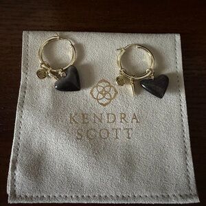 Kendra Scott Gold and Black Heart Hoop Earrings